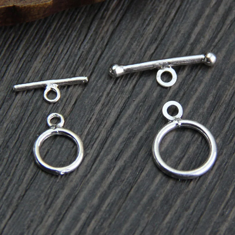 

1 set 925 Sterling Silver Simple Bracelet OT Clasps Hooks 8mm 10mm Metal Toggle Clasp Connectors DIY Jewelry Making Findings