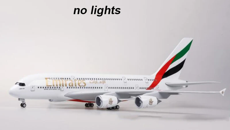 45,5 см 1/160 масштабная модель самолета Airbus A380 EMIRATES авиационная Модель W светильник и колеса литой пластмассовый полимерный самолет игрушка