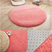 Круглый толстый однотонный ковер из кожи ягненка, прикроватное одеяло для спальни, гостиная, подкладка для кофейного столика, нескользящий утепленный коврик