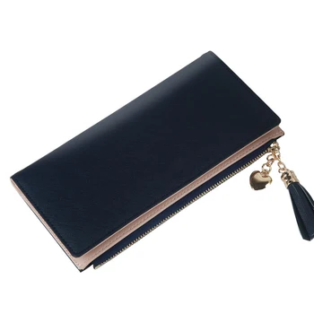 

Ladies Long Wallet Zipper Large Capacity PU Simple Purse for Banknote Cards AB@W3