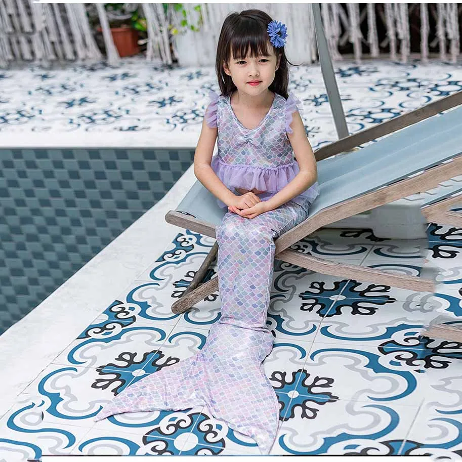 

3 pcs / set Mermaid Tails Ariel Princess Was Swim Child Children Mermaid Tail For Kids Girl With Bikini Swimsuit Cosplay Costume