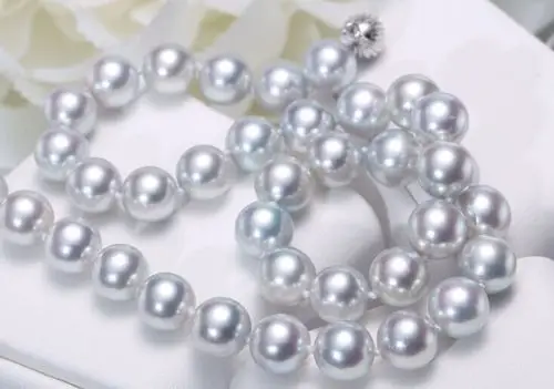 

FREE SHIPPING HOT sell new Style >>>> gorgeous AAA10-11mm south sea round silver grey pearl necklace 18inch 925s