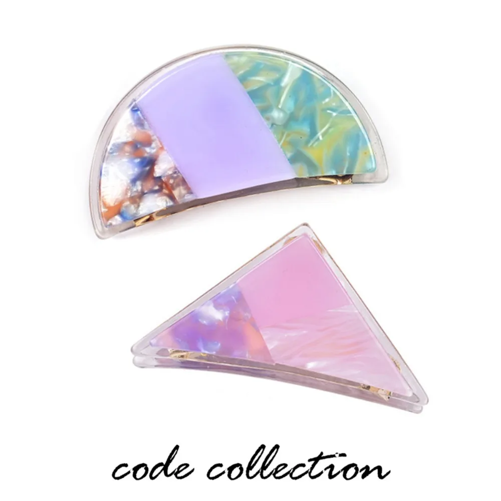 

Ins High Quality Geometric Semicircle Triangle Acrylic Hair Claw Clip Marble Transparent For Women Girl Crab Clip Accessories