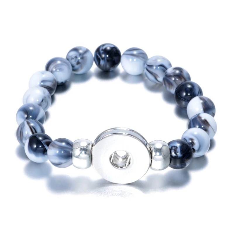 

New Natural Stone Bracelet 10mm Imitation Pearls Colorful Beads 18mm Snap Bracelet DIY Crystal Jewelry Summer Beaded Bracelet