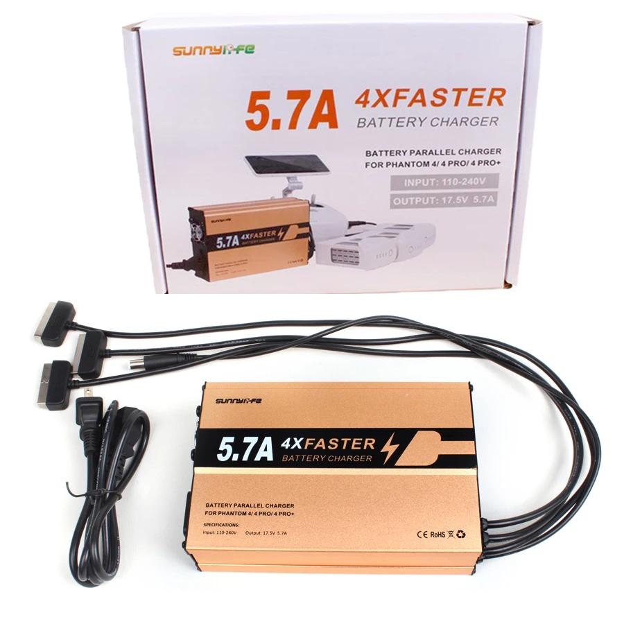 

Drone Remote & Battery Charger 5.7A 4in1 Parallet Charging Hub for DJI Phantom 4 4PRO 4PRO+ Accessories (US/EU plug)