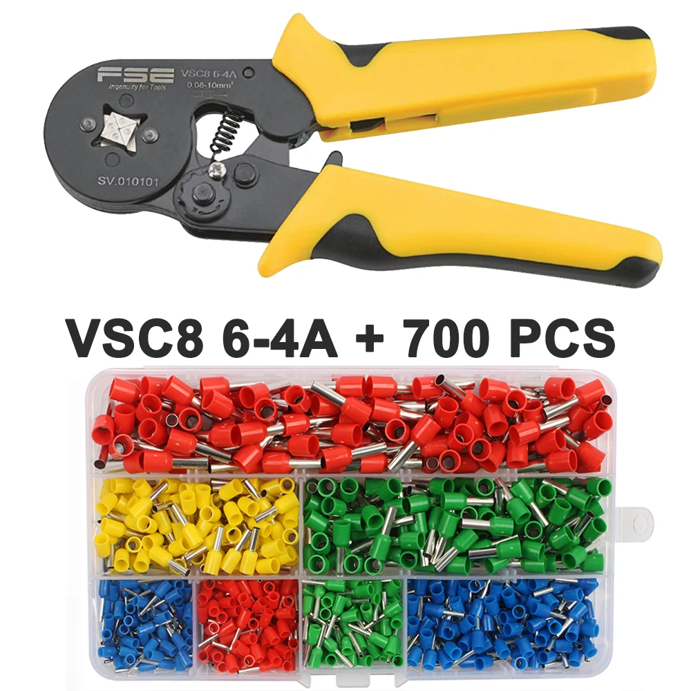 Crimping pliers VSC8 10-6A 6-4C VSC9 16-4A 0.08-16mm2 26-5AWG for tube type needle type terminal manual adjustable tools - Цвет: VSC8 6-4A 700 PCS