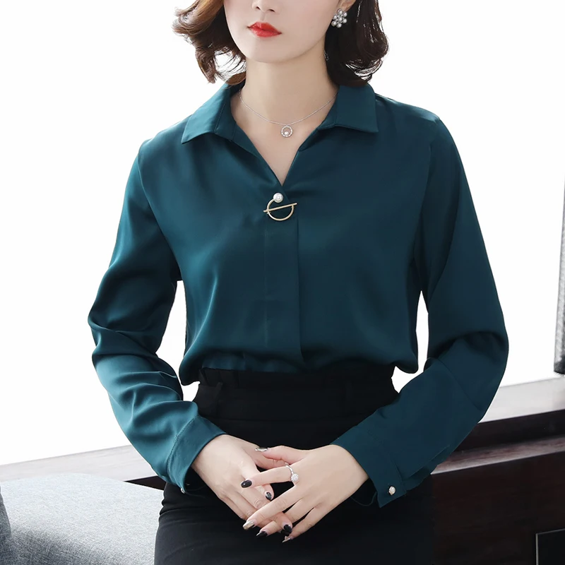 Ceny Koreański Wiosna Bluzki Kobiety Elegancki Długi Rękaw Jednolity Biały Biuro Bluzka Koszule Plus Rozmiar Femininos Blusas Jesień Kobiet Topy