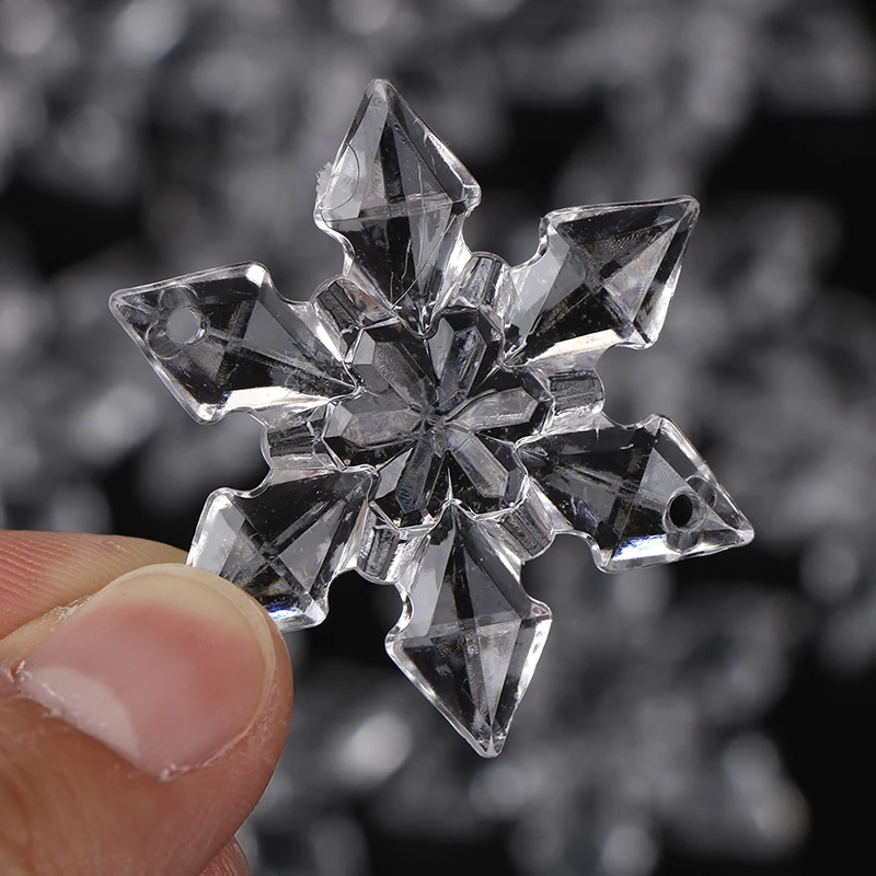 10Pcs Snowflake Transparent Clear Christmas Ornament Acrylic Six-petal Crystal Snowflake Christmas Tree /Window Christmas Decor