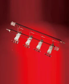 

M370005 Manifold, High vacuum solid glass stopcocks, Number of ports:5 Overall width:450mm front-left and rear-right