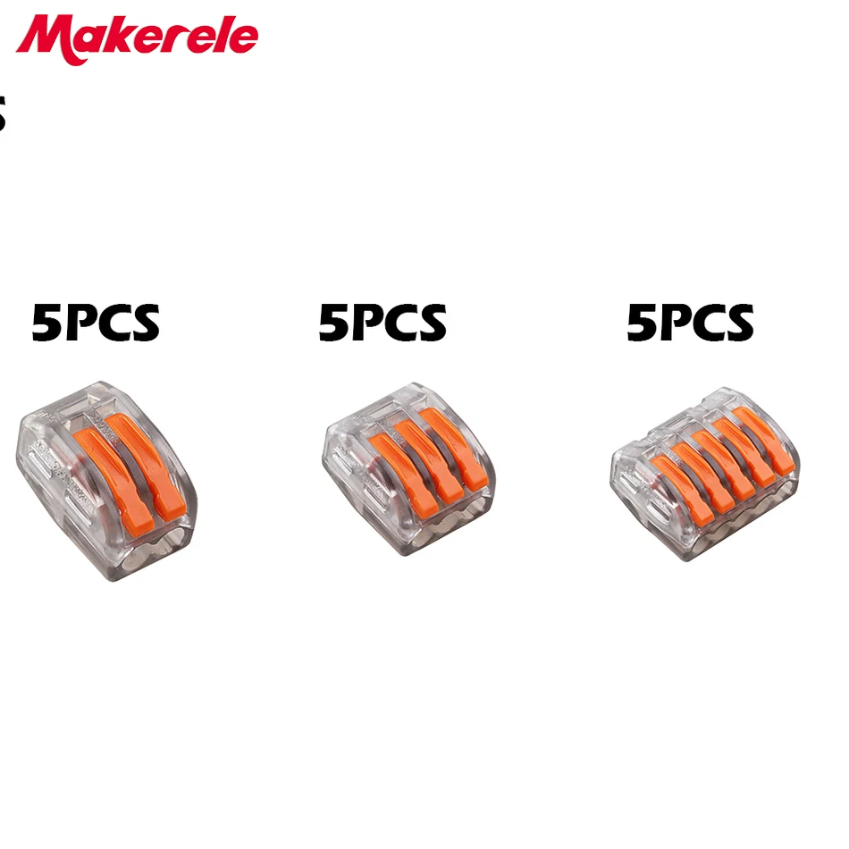 

15PCS Wago connector 5pcs 2P + 5pcs 3P + 5pcs 5P Universal Compact Wire Connector Conductor Terminal Block