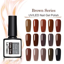LEMOOC 8 мл коричневый серии гель лак для ногтей полу Перманентный замочить от УФ/светодио дный гель для ногтей чистый цвет дизайн ногтей лак 24 цвета