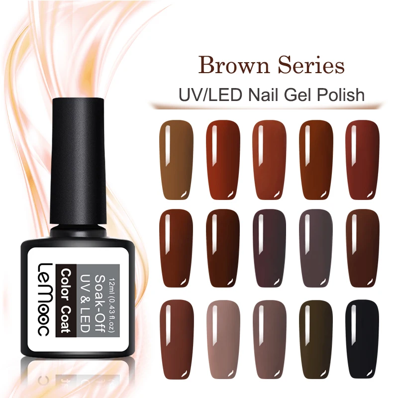 

LEMOOC 8ml Brown Series Gel Nail Polish Semi Permanent Soak Off UV/LED Nail Gel Varnish 24 Colors Available Nail Lacqure