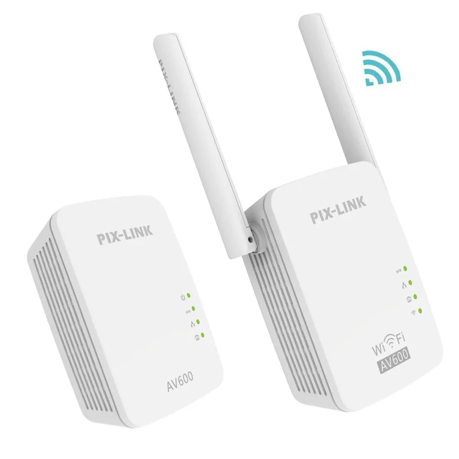 1Pair PIXLINK AV600 600Mbps Powerline Adapter 300Mbps Wirless WIFI