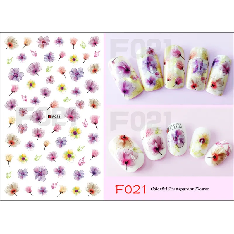 1 лист кружева наклейки для ногтей Лаванда розы цветы 3D наклейки s перо Ловец снов наклейки для ногтей украшения для ногтей - Цвет: F021