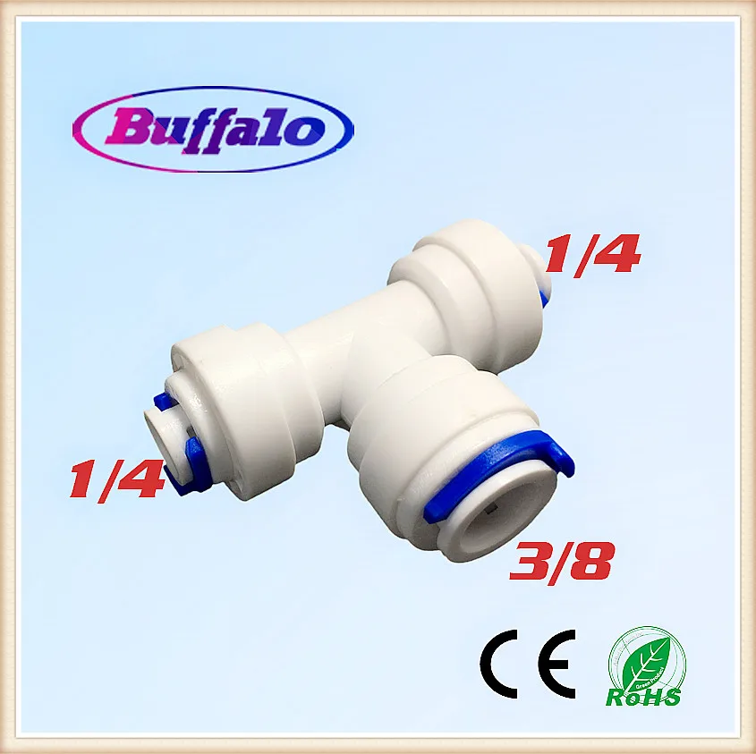 100 шт. 1/4 "-3/8"-1/4 "3way Союза tee Quick Connect разъемным ro фильтр для воды разъем Фитинги обратного осмоса Аквариум Системы