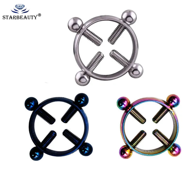 Punk Adjustble Size Nipple Piercing Bar Rings 316L Surgical Steel