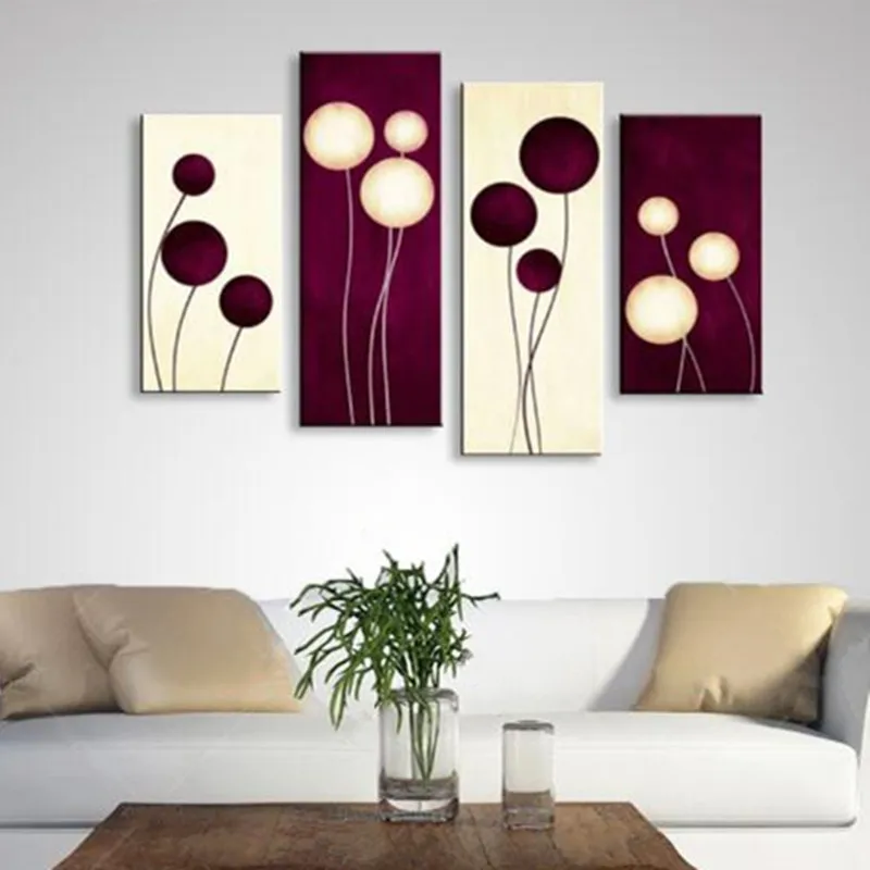 

Large Lienzos Cuadros Decorativos Peinture 4 Panel Wall Painting Hand-painted Abstract Oil Paintings on Canvas Home Decor Art