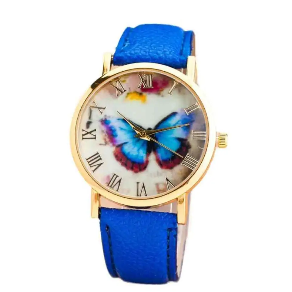 Для женщин s Бабочка Стиль Кожаный ремешок аналоговые кварцевые наручные часы женские часы Лидирующий бренд Роскошные небольшие Наручные часы для женщин xfcs - Цвет: Розовый