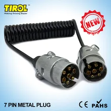 TIROL 7 -Pin Metal Plug Trailer Wiring Spring Cable 150CM Connector 12N type 2 x 7 Pin Plugs T23490a Free Shipping