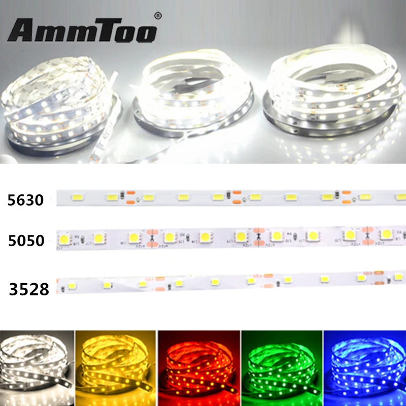 

DC 12V RGB Led Strip 5050 5630 3528 SMD Non-Waterproof 5M 60Led/M Led Stripe Fita Led String Bar Light Lamp Bombillas Led Tape