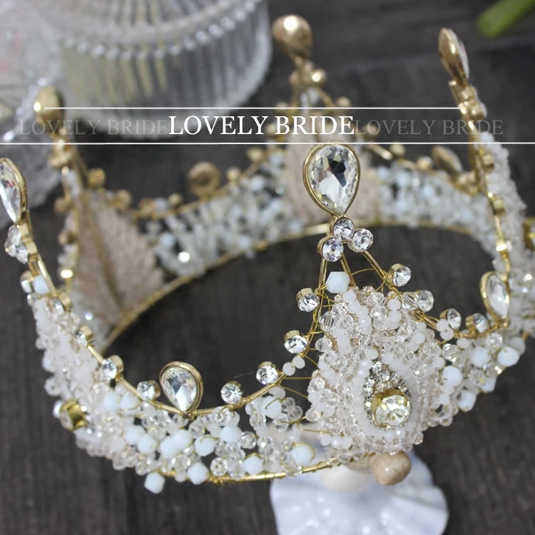 

Continental Retro pure handmade queen crowns gorgeous bride tiaras and crowns wedding hair ornaments
