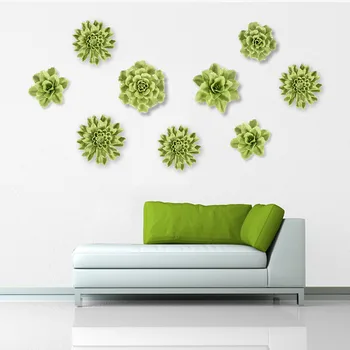 

3D Ceramic Sticker Flower Wall Decoration Living Room Wall Crafts TV Wall Background Wall Sticker Home Decoration for Gift