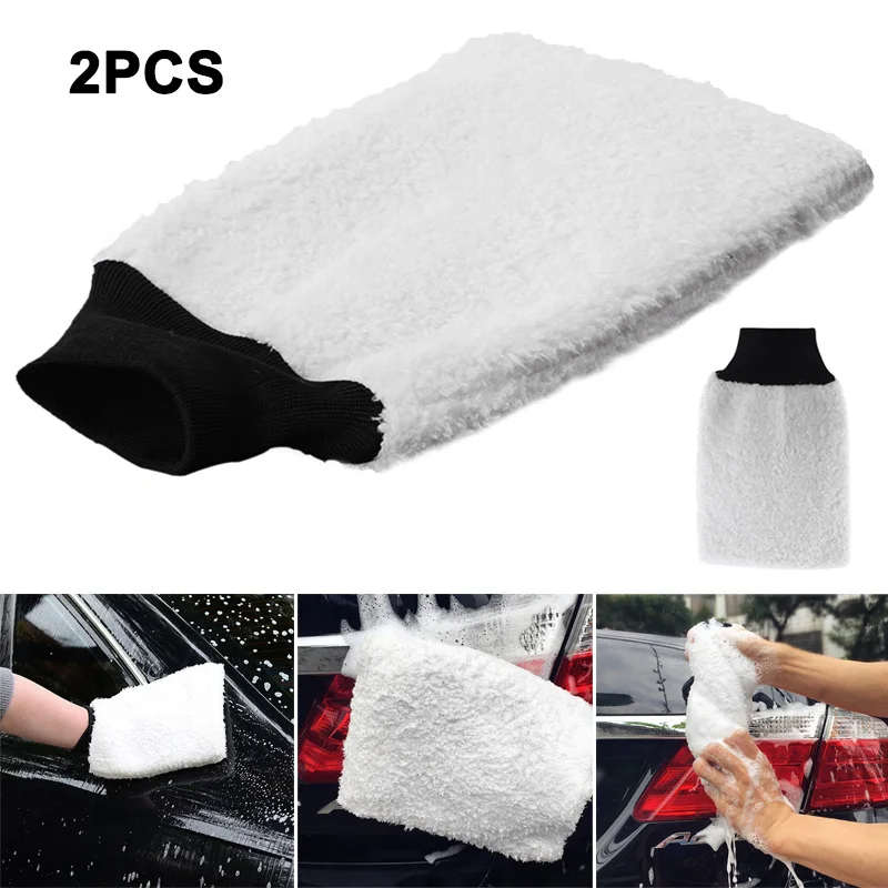 2 шт перчатки для мытья автомобиля мягкая микрофибра ткань для чистки рукавицы для автомобиля CSL88