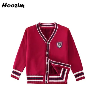 

Winter Thick Fleece Sweater Boys 6 7 8 9 Years Preppy Style Knitted Cardigan Kids Casual Autumn Crochet School Sweater Children