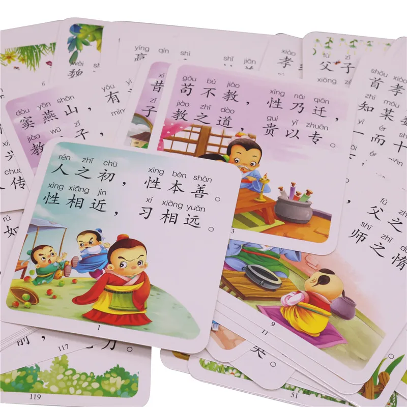 1 pc Three characters Chinese classical literature Infant Child Preschool cognitive enlightenment Learning card Educational book