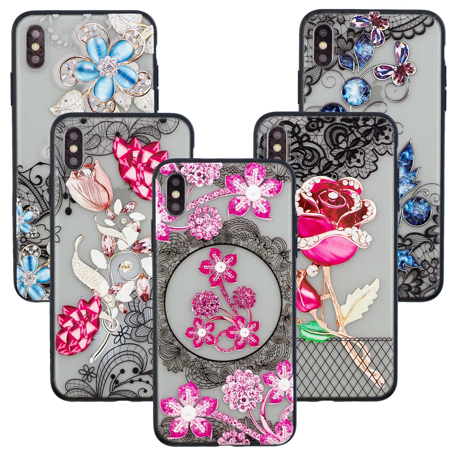 

Hard Matte PC+TPU 3D Pattern Flower Phone Case For iPhone 6 6S Plus 7 8 Plus X XS Max XR Shell Capa Back Cover