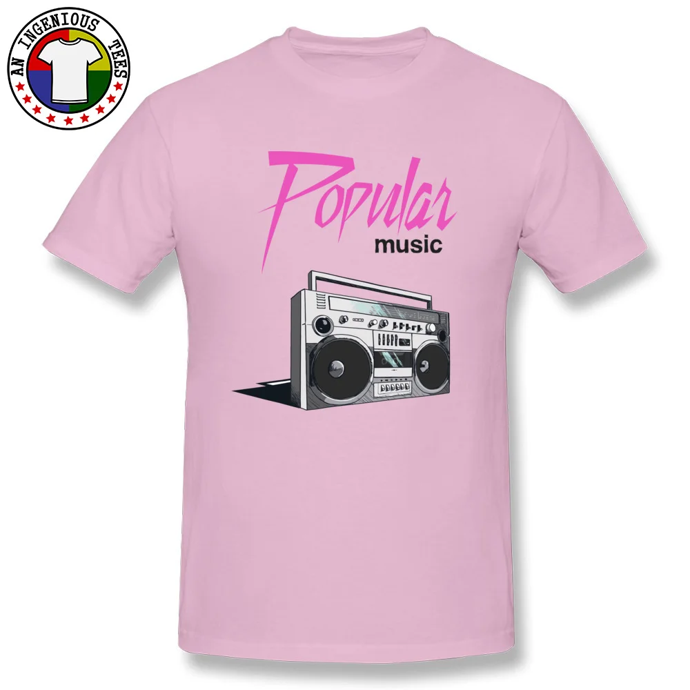Popular Music Logo Pure Cotton Tshirts for Men Short Sleeve Tops & Tees Wholesale Summer Fall Round Collar Tops Shirts Leisure Popular Music Logo pink