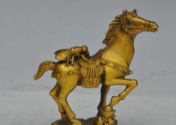 

china fengshui brass wealth ingot yuanbao Flies horse steed lucky success statue