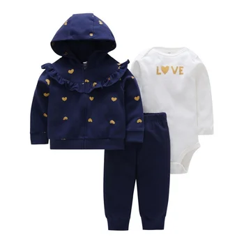 

COSPOT Baby Girl Clothing Set Kids Newborn 3Pcs Set Hoodies+Bodysuit+Pants Bebes Hooded Outfit Suit Baby Girl Clothes 0-2Yrs25