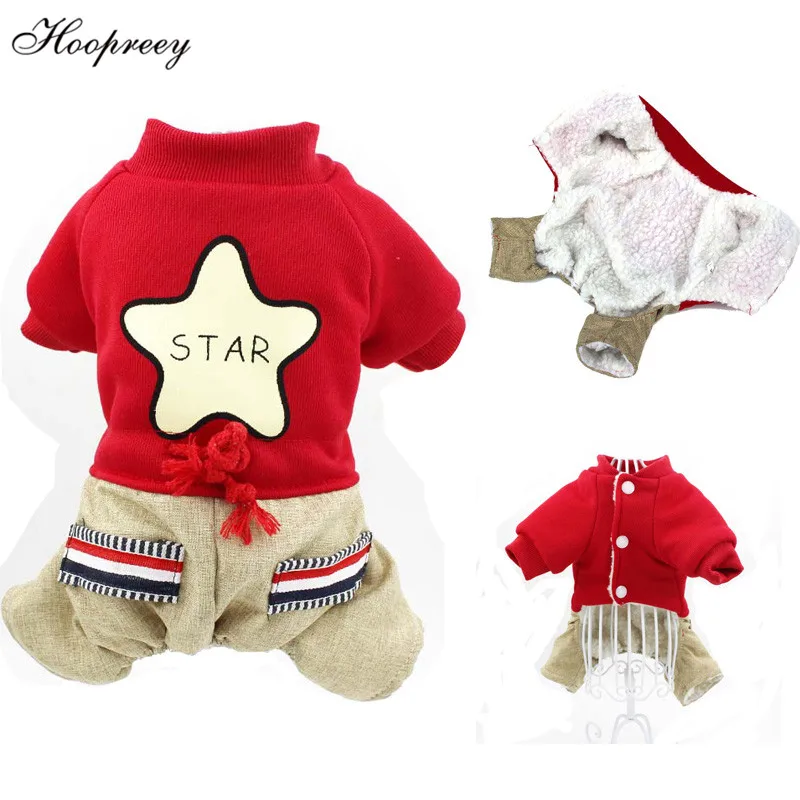 

Thickening Warm Winter Dog Clothes Star Decor Cotton Dog Jumpsuit Cat Overalls for Small Puppy Dogs Ropa Perro Pet Clothing 10A