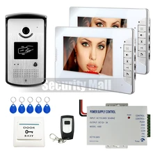 Chuangkesafe-Nuevo Sistema Home 7 pulgadas de Video Teléfono de Puerta de Intercomunicación 2 Monitores Blanco + RFID Cámara Timbre + Desbloqueo Remoto En Stock