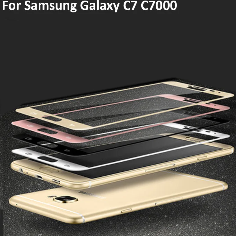 Black-Full-Cover-Tempered-Glass-For-Samsung-Galaxy-C7-C-7-SM-C7000-C-7000-Screen