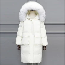 Зимнее пуховое пальто, новинка, Женская парка с меховым капюшоном, женский пуховик на белом утином пуху, женская теплая верхняя одежда высокого качества размера плюс