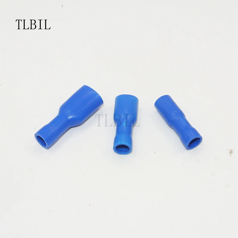 

50pcs Blue 16~14 AWG 2.8 4.8 6.3mm Female Fully Insulated Quick Disconnector 1.5-2.5/mm2