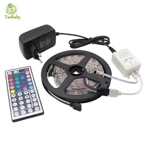 Tanbaby 5050 RGB LED Strip Light Kit 5M 150 leds DC12V Flexible Tape lighting with 44 Key LED controller and 24W Power Adapter