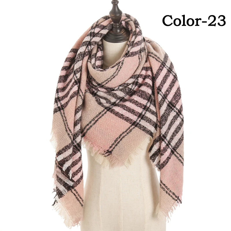 2021 new Cashmere Scarf For Women Plaid Knitted Triangle Pashmina Winter Warm Shawl Wraps Bufanda Female Soft Neck Echarpe