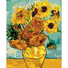 Подсолнухи ван гога бескаркасное Рисование по номерам домашний декор для гостиной DIY Цифровая Холст Картина маслом настенная живопись