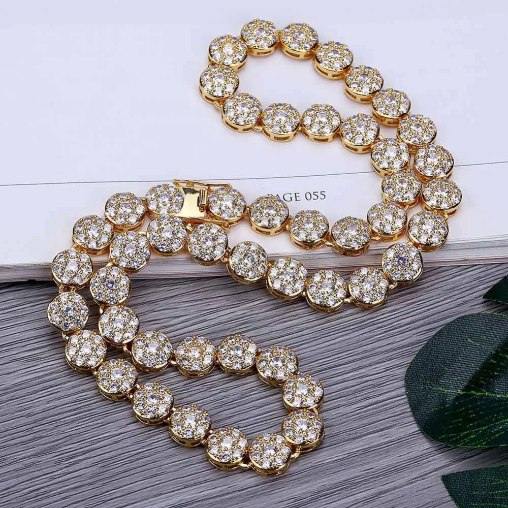 

Punk Round Link Necklace Men's Zircon Golden&Silver Trendy Copper Metal Top Quality Jewelry Hip Hop Fashion Choker Hot Selling