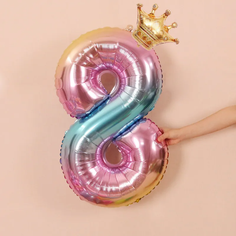 2PCS/lot 40inch Number Foil Balloons Digit Air Ballon Kids Birthday Party Wild One Decorations Figure 30 Ans Decoracao coroa шарики воздушные 100 шт воздушные шары день рождения украшения для взрослых цифра 1 2 3 день - Цвет: Фиолетовый