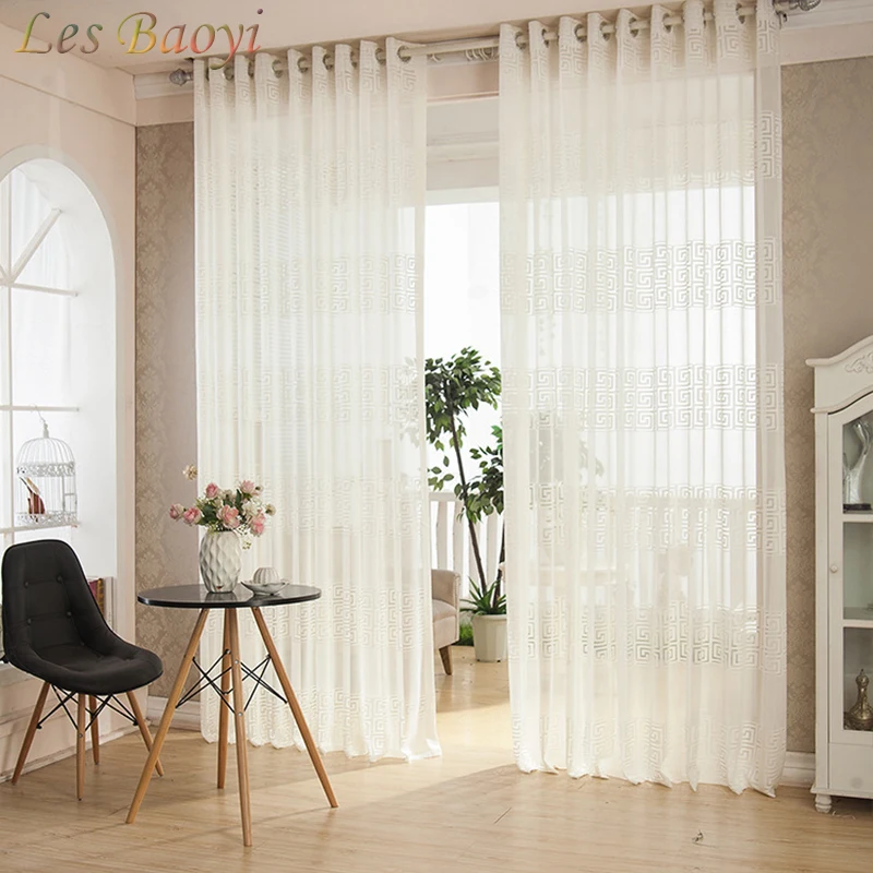 Buy Les Baoyi European White Embroidered Voile Curtain