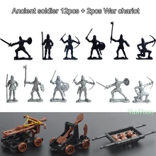 12Pcs Roman Soldier + 2pcs Ancient chariot Model dolls Action Figures Toys Kit DIY Medieval Warrior Model 5-7cm height polyresin ancient greek roman warrior armor model creative home decration aircraft gift