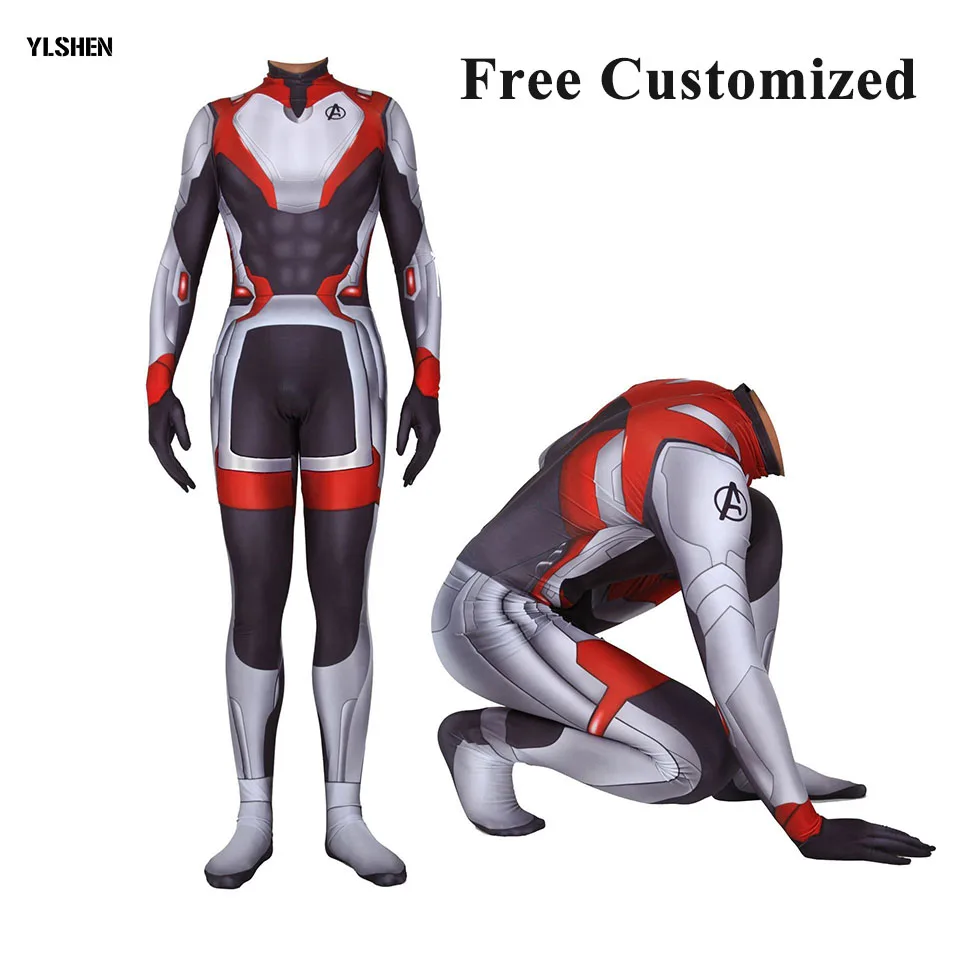Free Customize Avengers Endgame Quantum Realm Jumpsuits Cosplay Costume High Quality Spandex Cosplay Women Kids Adult Bodysuit