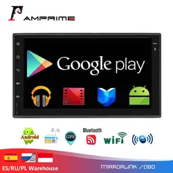 AMPrime Android 7 ''сенсорный 2din автомобильный Радио плеер gps навигация Универсальный 2 Din WiFi Bluetooth Радио стерео автомобильный мультимедийный плеер