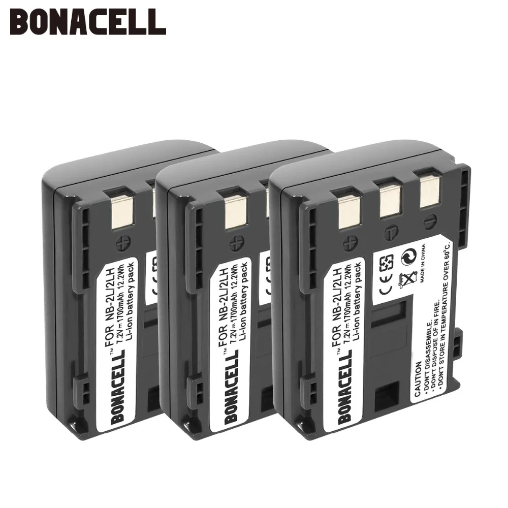 Bonacell 3 пакета NB 2LH 2L батарея для Canon Rebel XT XTi EOS 350D PowerShot S50 G9 400D Digital XT|Перезаряжаемые