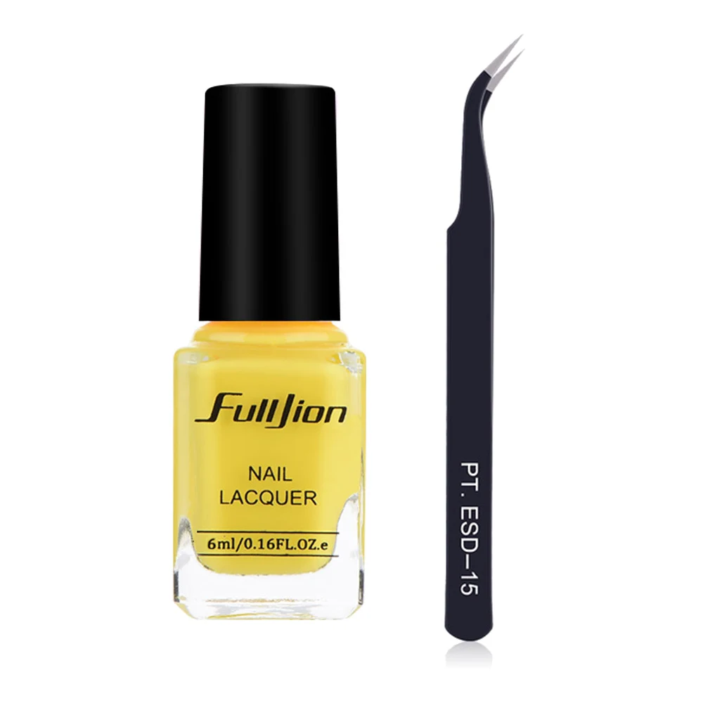 Fulljion отшелушивающая латексная жидкая лента для ногтей, защита для ногтей, защита кожи, защита для ногтей, латексный клей, защищенная жидкость, 6 мл - Цвет: yellow with tweezers