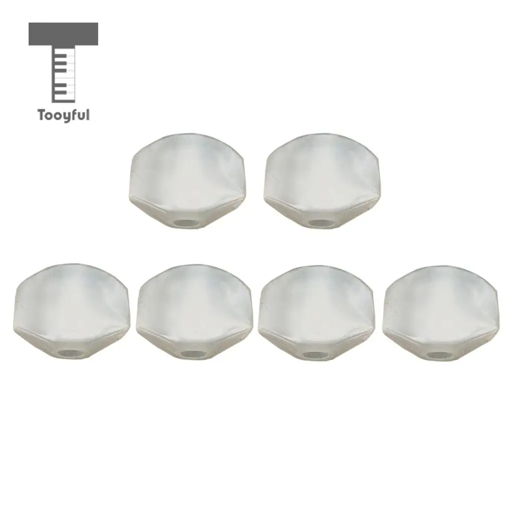 Tooyful 6 Pieces Plastic Acoustic Guitar Tuning Pegs Keys Buttons Caps Handle Knobs White Guitar Replacement Parts